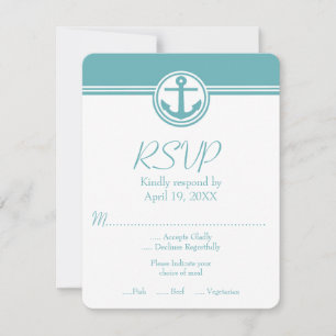 RSVP-Karte für aquamarine Ankerhochzeit RSVP Karte