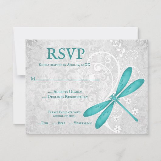 RSVP-Karte für aquamarine Libellenhochzeit RSVP Karte (Vorderseite)