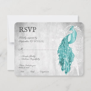 RSVP-Karte für aquamarine Pfauenhochzeit RSVP Karte