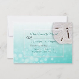 RSVP-Karte für aquamarine Sand-Dollar-Hochzeiten RSVP Karte