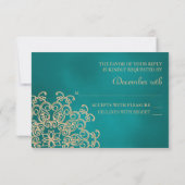 RSVP-KARTE FÜR aquamarine UND GOLD-INDISCHE ANTWOR RSVP Karte (Rückseite)