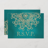 RSVP-KARTE FÜR aquamarine UND GOLD-INDISCHE ANTWOR RSVP Karte (Vorne/Hinten)