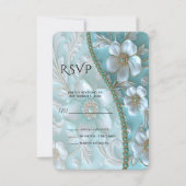 RSVP-Karte für aquamarine weiße Blüten RSVP Karte (Vorderseite)