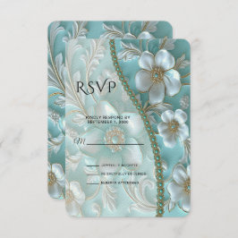 RSVP-Karte für aquamarine weiße Blüten RSVP Karte