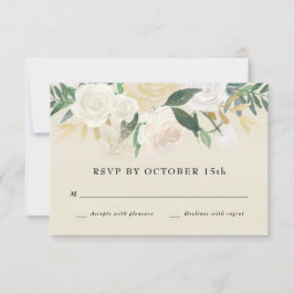 RSVP-Karte für Aquarellblumen + Goldene Akzente Einladung