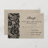 RSVP-Karte für Black Lace und Burlap Wedding RSVP Karte (Vorne/Hinten)