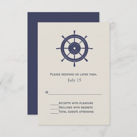 RSVP-Karte für blaue und irdische Hochzeitsszenari RSVP Karte (Vorne/Hinten)