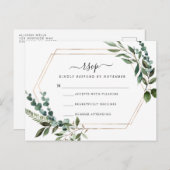 RSVP-Karte für Blumengold Postkarte (Vorne/Hinten)