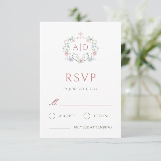 RSVP-Karte für Blumenrahmen RSVP Karte (Stehend Vorderseite)