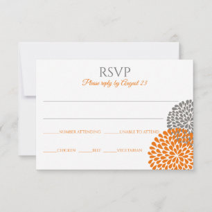 RSVP-Karte für Blumenzehen / Postkarte (Orange & G