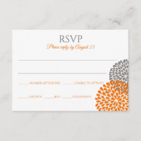 RSVP-Karte für Blumenzehen / Postkarte (Orange & G