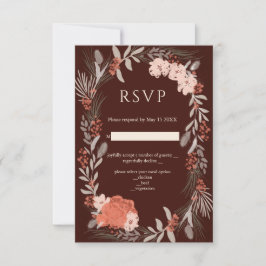 RSVP-Karte für Boho botanicals Brown and Cream Wed RSVP Karte