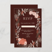 RSVP-Karte für Boho botanicals Brown and Cream Wed RSVP Karte (Vorne/Hinten)