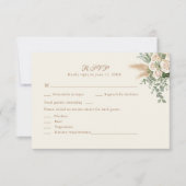 RSVP-Karte für Boho Pampas Grass & White Rose RSVP Karte (Vorderseite)