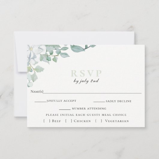 RSVP-Karte für botanische Hochzeiten in Dusty Sage RSVP Karte (Vorderseite)
