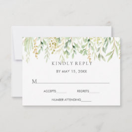RSVP-Karte für botanische Hochzeiten in grünen Blä RSVP Karte