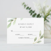 RSVP-Karte für botanische Hochzeiten in grünen Blä RSVP Karte (Stehend Vorderseite)