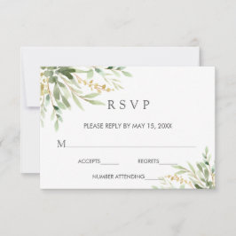 RSVP-Karte für botanische Hochzeiten in grünen Blä RSVP Karte