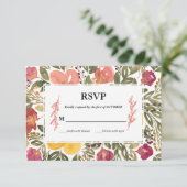 RSVP-Karte für botanisches Blütenzeichnen Einladung (Stehend Vorderseite)