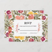 RSVP-Karte für botanisches Blütenzeichnen Einladung (Vorne/Hinten)