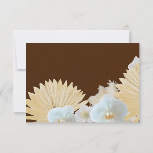 RSVP-Karte für braune Pampasgras und Orchideen RSVP Karte (Rückseite)