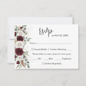 RSVP-Karte für Burgund Blush Floral Wedding RSVP Karte (Vorderseite)