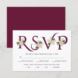 RSVP-Karte für Burgund und Blume RSVP Karte