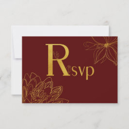 RSVP-Karte für Burgund und Gold Glitzer RSVP Karte