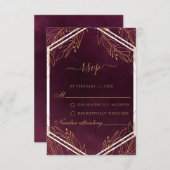 RSVP-Karte für Burgund und Gold-Hochzeiten Hinweiskarte (Vorne/Hinten)