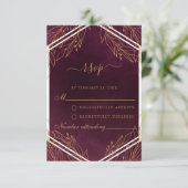 RSVP-Karte für Burgund und Gold-Hochzeiten Hinweiskarte (Stehend Vorderseite)
