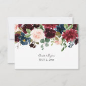 RSVP-Karte für Burgund und Marine, rosa Blütenblät RSVP Karte (Rückseite)