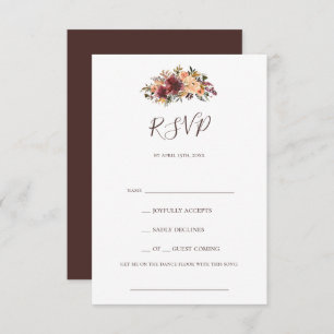 RSVP-Karte für Burgundy Orange Floral Song RSVP Karte