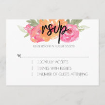 RSVP-Karte für Chic Pink und Orange Spring