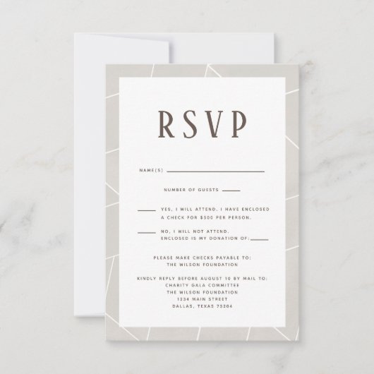 RSVP-Karte für Creme Geometric Gala RSVP Karte (Vorderseite)