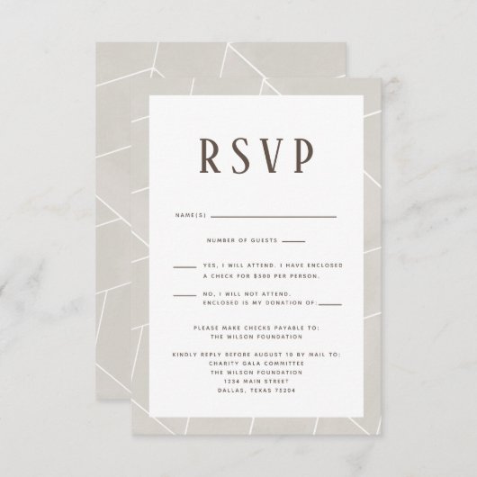 RSVP-Karte für Creme Geometric Gala RSVP Karte (Vorne/Hinten)
