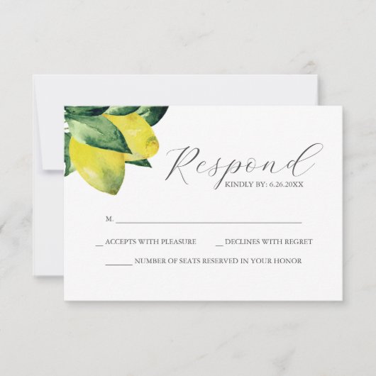 RSVP-Karte für das Brautparty Lemon RSVP Karte (Vorderseite)