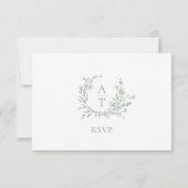 RSVP-Karte für das Hochzeitssage-Grün-Script-Wappe Einladung (Rückseite)