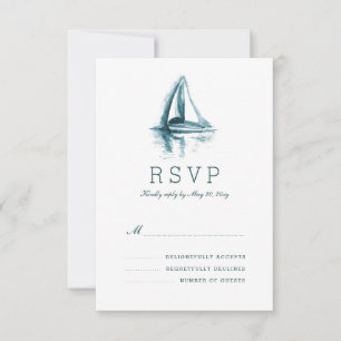 RSVP-Karte für das Hochzeitssegelboot mit Wasserfa RSVP Karte