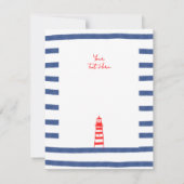 RSVP-Karte für das Leuchtturm Red Blue East Coast Einladung (Rückseite)