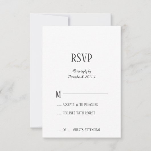 RSVP-Karte für das Party Minimalistische Altersvor RSVP Karte (Vorderseite)
