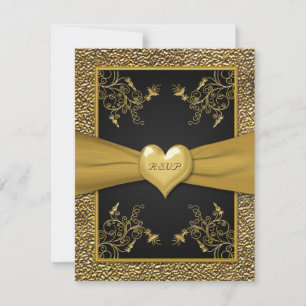 RSVP-Karte für das Schwarze und das Goldene Herz RSVP Karte