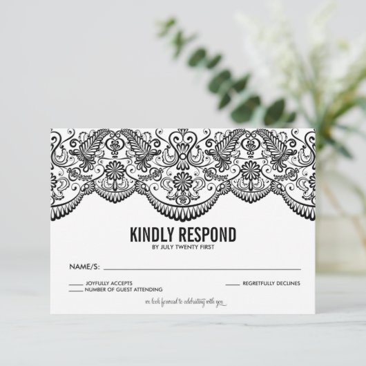 RSVP-Karte für das Schwarzweißbild RSVP Karte (Stehend Vorderseite)
