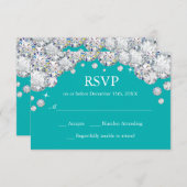RSVP-Karte für den aquamarinen und Silver Diamond  RSVP Karte (Vorne/Hinten)