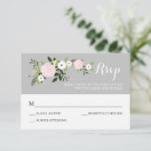 RSVP-Karte für den Blumengarten - grau RSVP Karte (Stehend Vorderseite)