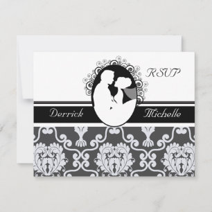 RSVP-Karte für den ersten Kiss Black and White Wed RSVP Karte
