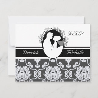 RSVP-Karte für den ersten Kiss Black and White Wed RSVP Karte