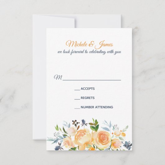 RSVP-Karte für die Blumenkoralle Einladung (Rückseite)