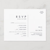 RSVP Karte für die "Greenery and Gold Leaf Navy" (Rückseite)