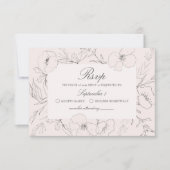 RSVP-Karte für die handgezeichnete Peony Blush Pin RSVP Karte (Vorderseite)