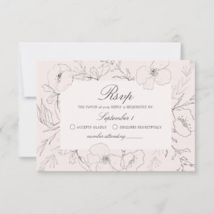 RSVP-Karte für die handgezeichnete Peony Blush Pin RSVP Karte